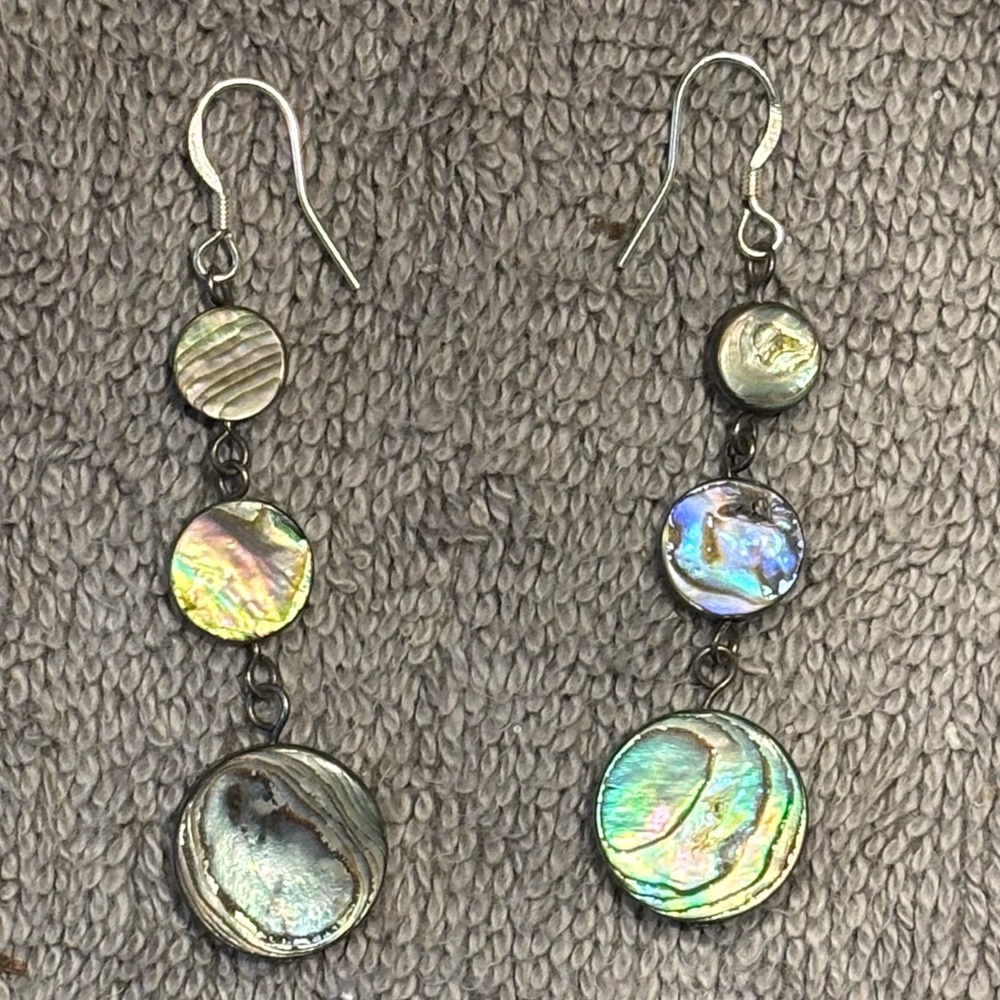 S925 Abalone Circle Earrings